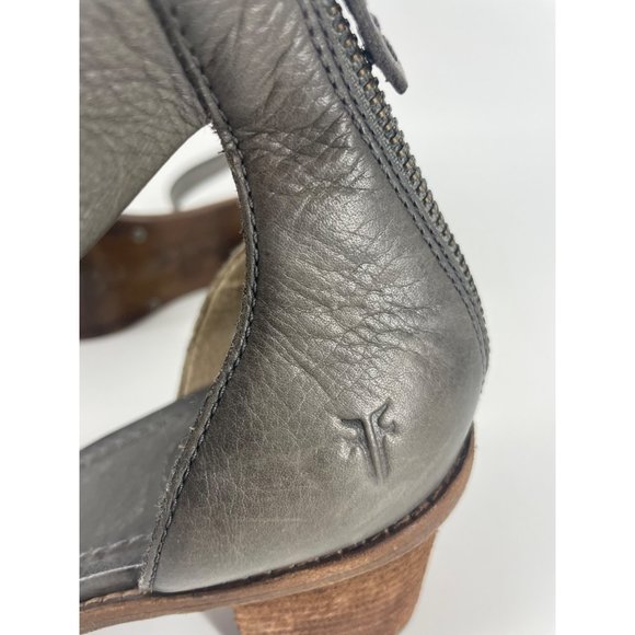 Frye Brielle Charcoal Grey Wooden Ankle Sandals Size 9.5M - Picture 5 of 6